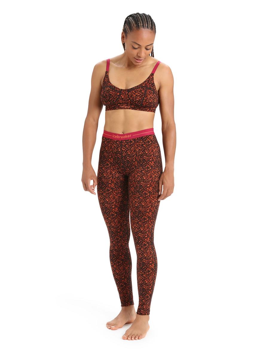 Black / Cherry Icebreaker Merino 200 Oasis Lichen Women's Leggings | AU 1525NWYB